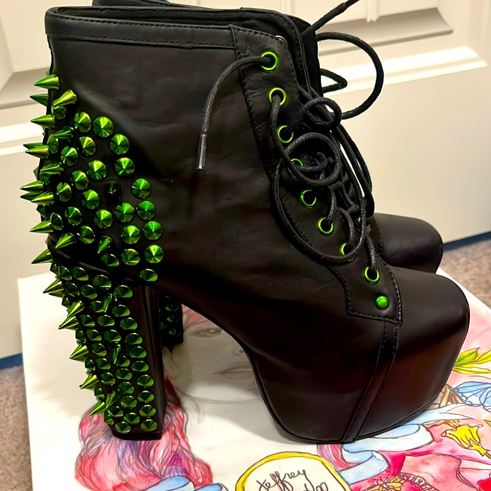 Jeffrey Campbell lime green Lita Spike Boots
